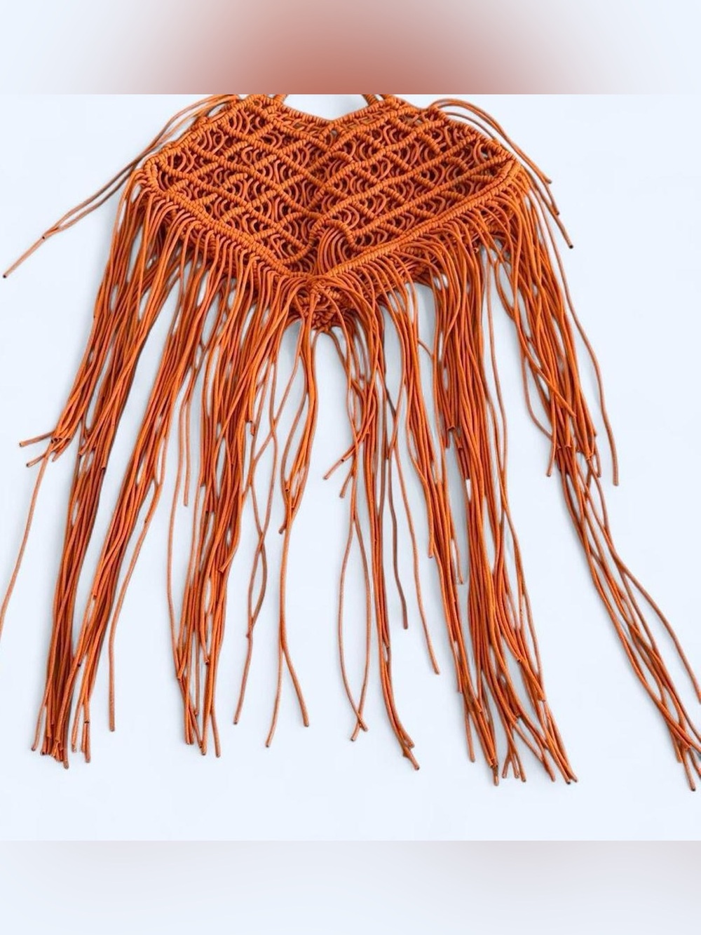 SHEIN Orange Macramé Fringe Satchel